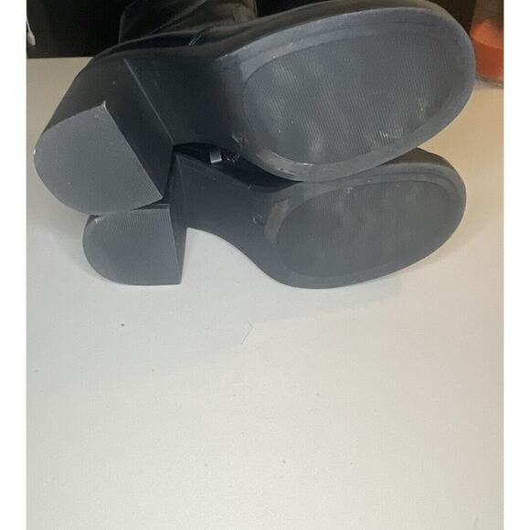 Steve Madden Womens Sz 7.5 Black Faux Leather Platform Chunky Boots 90's Y2K - Picture 6 of 7